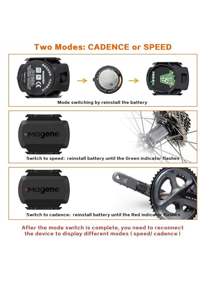 MAGENE S3+ Outdoor/Indoor Speed/Cadence Sensor For Cycling, Wireless Bluetooth/Ant+ Bike Computer Rpm Sensor For Road Bike Or Spinning Bike And Trainers Compatible With Onelap, Wahoo Fitness, Zwift - Image 4