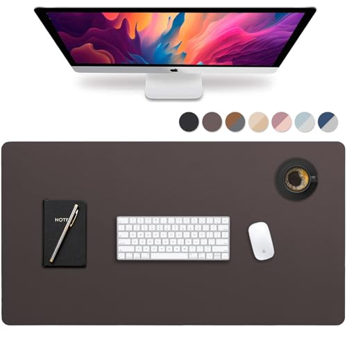 Vine Creations Leather Desk Mat Large 44" x 22", Desk Protector Mat, PU Leather Desk Pad, Large Mouse Pad, Desk Blotter, Desk Pads on Top of Desks, Desk Matt for Desktop, Office Desk Mat (Dark Brown) - Image 1