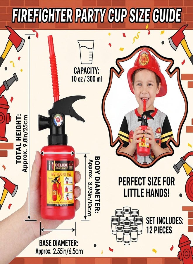 NINU 12 Sets Fire Extinguisher Cups for Paw Patrol Party Decorations, 10 oz Plastic Fire Truck Party Favors with DIY Interactive Stickers, Fireman Birthday Supplies for Kids - Image 2