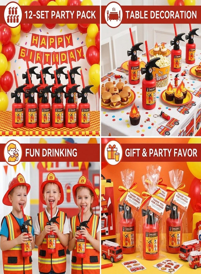 NINU 12 Sets Fire Extinguisher Cups for Paw Patrol Party Decorations, 10 oz Plastic Fire Truck Party Favors with DIY Interactive Stickers, Fireman Birthday Supplies for Kids - Image 5