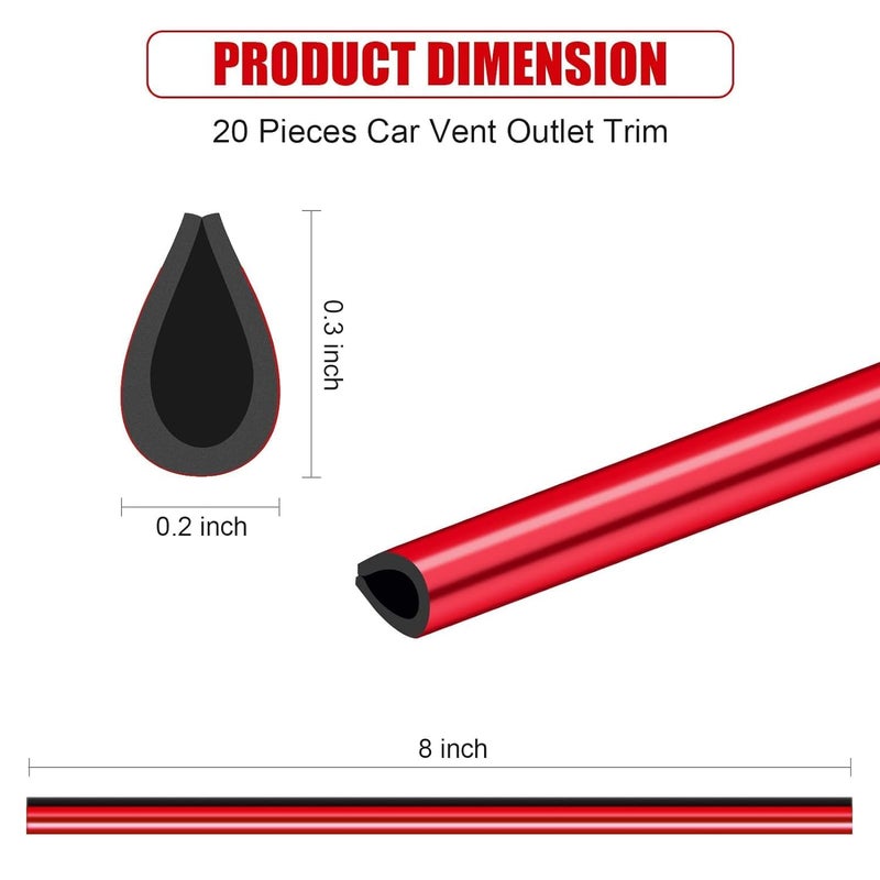 Redvant Red Universal Car AC Vent Outlet Decoration Strip, Waterproof Bendable Air Vent Outlet Trim Decoration, Suitable for Most Air Vent Outlet (10 Pieces) (Red) - Image 5
