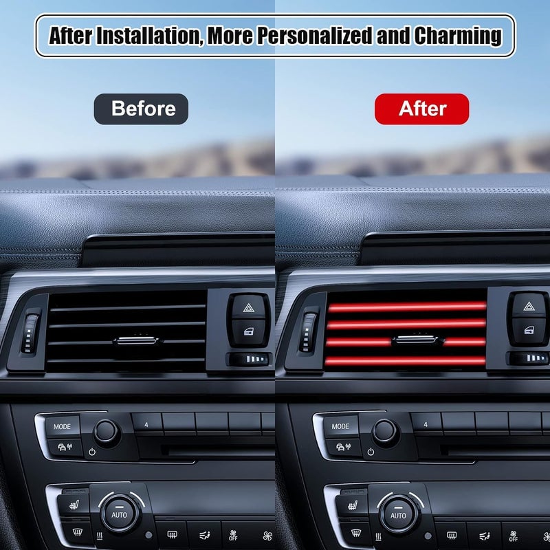 Redvant Red Universal Car AC Vent Outlet Decoration Strip, Waterproof Bendable Air Vent Outlet Trim Decoration, Suitable for Most Air Vent Outlet (10 Pieces) (Red) - Image 4