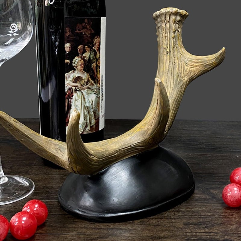 Black Resin Wine Bottle Holder Countertop Kitchen Bar Decorative Stand Rack - Image 5