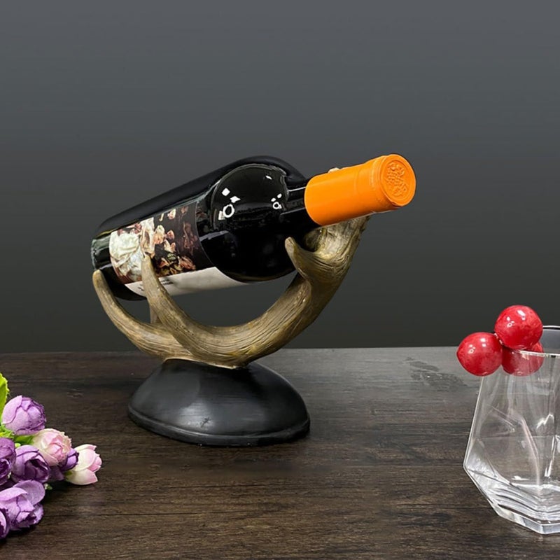 Black Resin Wine Bottle Holder Countertop Kitchen Bar Decorative Stand Rack - Image 4