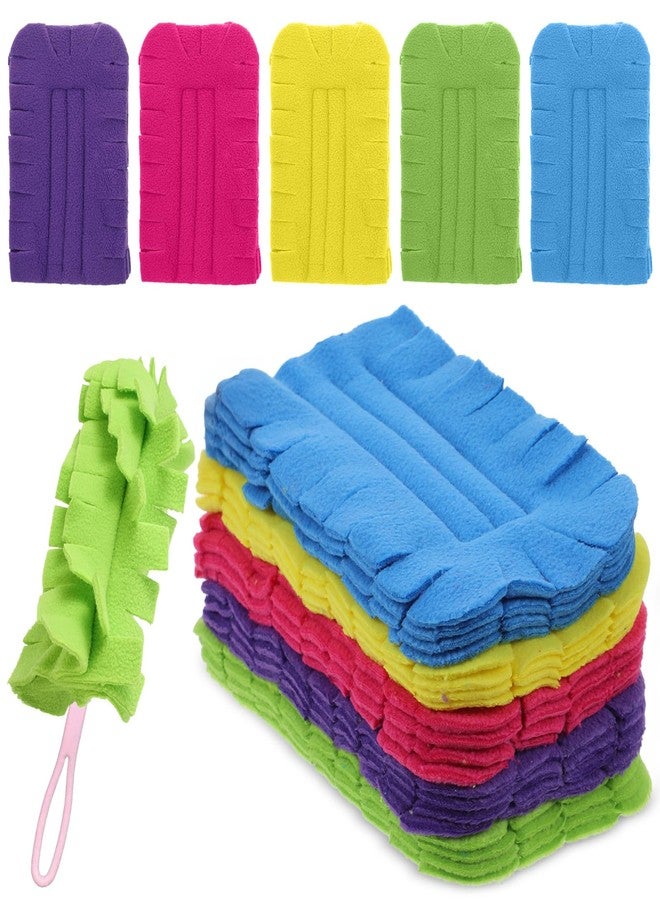 PercyEffie 20 Pcs Reusable Duster Refills, 360° Fleece Cleaning Pads for Ceiling Fans, Blinds & Furniture (Blue, Pink, Yellow, Green, Purple, 7.3 x 4.7 Inches - Image 1