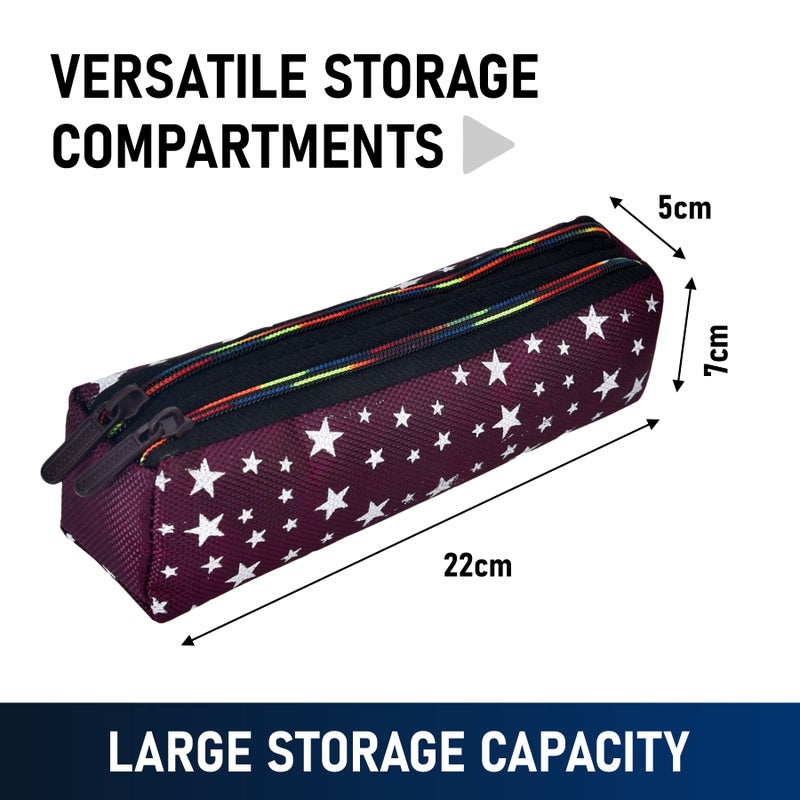 Kuber Industries Makeup Pouch | Rexine Cosmetic Pouch | Jewellery Utility Pouch | Toiletry Pouch for Girls | Travel Makeup Pouch for Girls | Storage Makeup Bag | Star Makeup Pouch | Pack of 2 | Maroon - Image 3