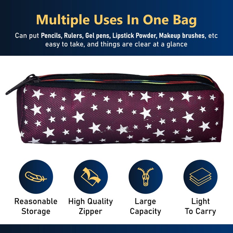 Kuber Industries Makeup Pouch | Rexine Cosmetic Pouch | Jewellery Utility Pouch | Toiletry Pouch for Girls | Travel Makeup Pouch for Girls | Storage Makeup Bag | Star Makeup Pouch | Pack of 2 | Maroon - Image 4