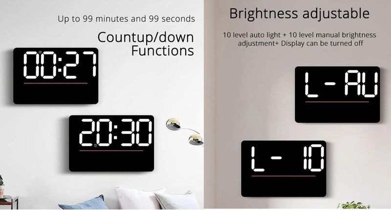 ELEXIQ LargeDigitalWallClock Large Display with Remote Control Automatic Brightness Alarm Clock with Temperature Date Week for Living Room Office Decor Square Digital Wall Clock2 - Image 4