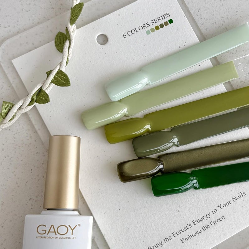 GAOY Green Gel Nail Polish Set, 6 Colors Dark Green Cat Eye, Soak Off UV Light Cure Gel Polish Kit for Nail Art DIY at Home - Image 5