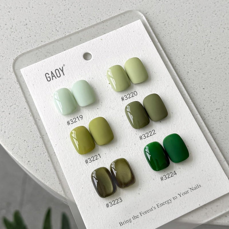GAOY Green Gel Nail Polish Set, 6 Colors Dark Green Cat Eye, Soak Off UV Light Cure Gel Polish Kit for Nail Art DIY at Home - Image 2