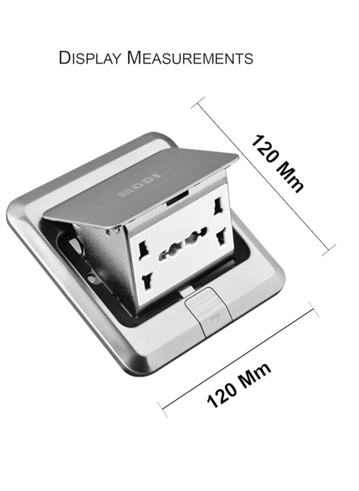 MODI charging plug-in power strip socket multi 2 way floor socket porous tunnel multi-function wiring board -sliver  - Image 2