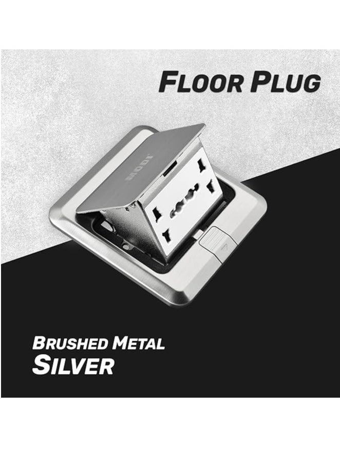 MODI charging plug-in power strip socket multi 2 way floor socket porous tunnel multi-function wiring board -sliver  - Image 3