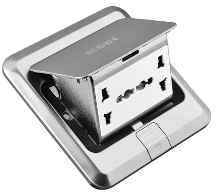 MODI مأخذ طاقة متعدد 2 طريق مع قابس شحن - فضي - Image 1