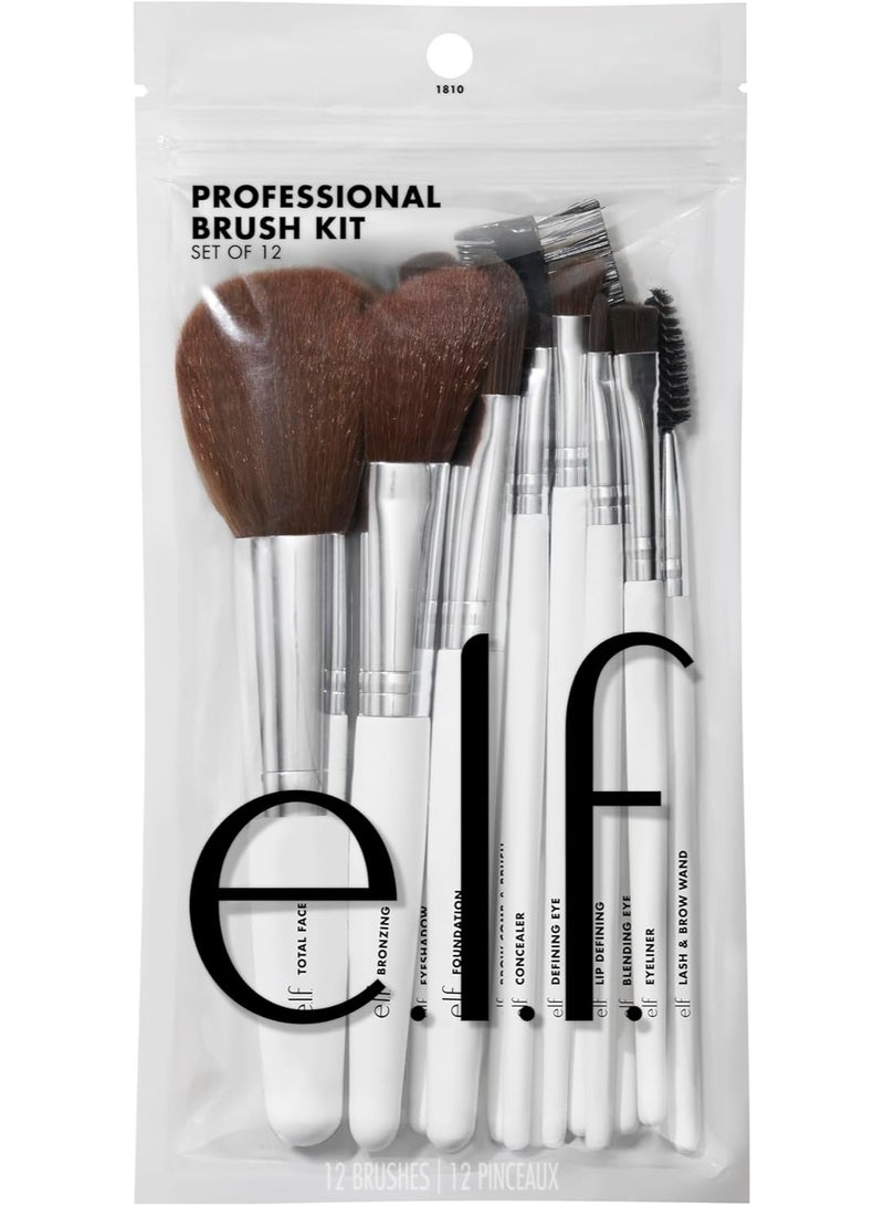 إلف مجموعة إيلف الاحترافية من ١٢ فرشاة، أدوات مكياج نباتية، لمزج وتحديد الوجه وإبرازه باحترافية - Image 1