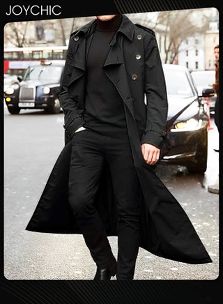 Trendy Solid Color Autumn and Winter Long Sleeve Trench Coat for Men Epaulettes Full Length Lightweight Casual Business Walk Outdoor Windproof Warm Black - pzsku/ZC05E2B02AA21E3825C11Z/45/_/1727339453/44ce50e6-e6c1-4b9a-9eb9-e639017cfed1