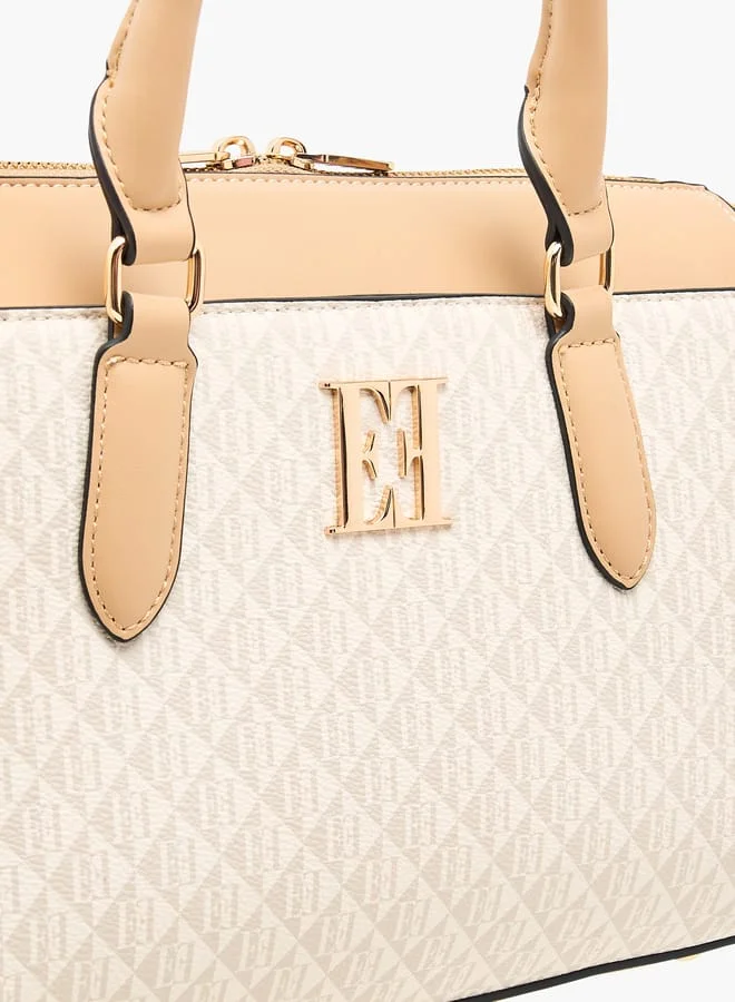 ايل Women Monogram Print Tote Bag with Top Handles and Zip Closure