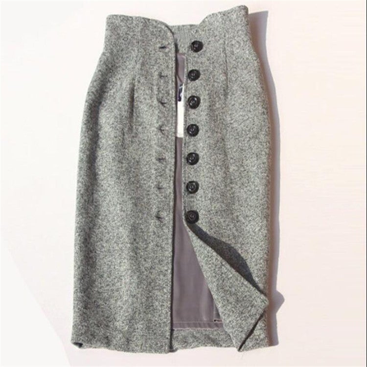 Skirt Long Skirt Flower Wool Woolen Cloth Retro High Waist Slim Hip Pencil Skirt - Image 2