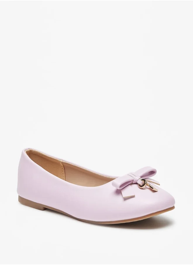 فلورا بيلا من شو إكسبرس Girls Solid Slip-On Ballerina Shoes With Bow Detail And Metal Accent