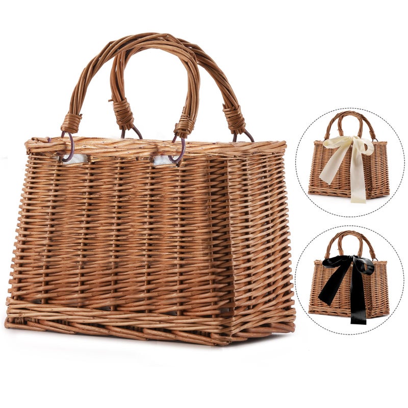 YMhoart Straw Beach Bags For Women Summer Clutch Rattan Woven Wicker Purse Crochet Tote bridesmaids baskets - Image 3