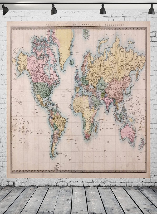 BELECO Vintage Map Backdrop Fabric 7x5ft Original Veteran Color Map of The World Photography Background Wallpaper Travel Theme Birthday Party Decorations Kids Adults Portrait Shooting Photo Props - Image 4