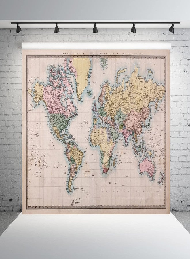 BELECO Vintage Map Backdrop Fabric 7x5ft Original Veteran Color Map of The World Photography Background Wallpaper Travel Theme Birthday Party Decorations Kids Adults Portrait Shooting Photo Props - Image 2