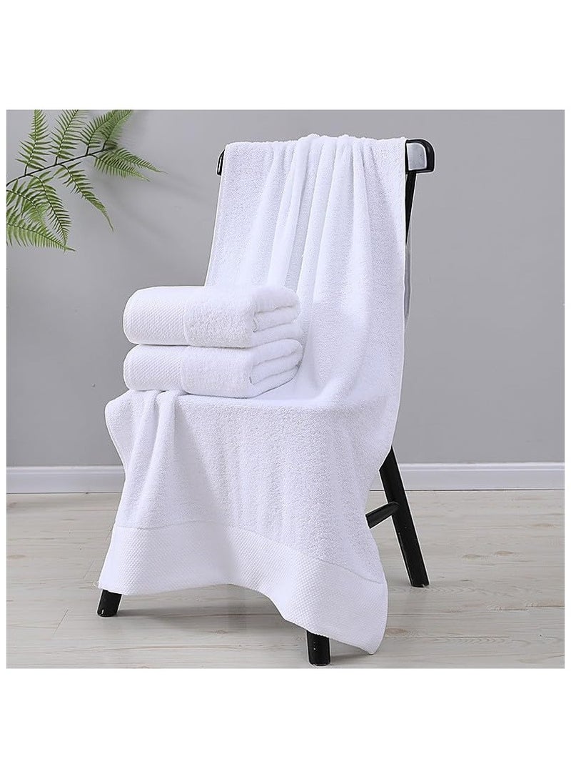 SKY-TOUCH 4pcs 70x140 cm Solid Bath Towel 600GMS 100% Cotton Premium Bath Sheet Soft & Highly Absorbent for Home Bathroom Hotel - White，The use standards of five-star hotels - Image 2