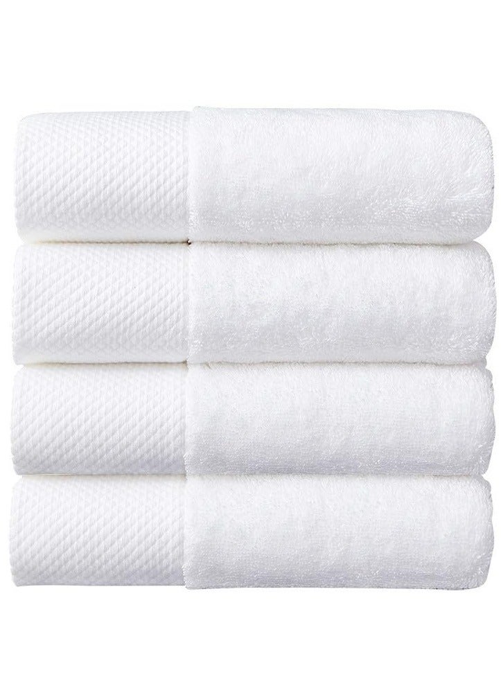 SKY-TOUCH 4pcs 70x140 cm Solid Bath Towel 600GMS 100% Cotton Premium Bath Sheet Soft & Highly Absorbent for Home Bathroom Hotel - White，The use standards of five-star hotels - Image 1