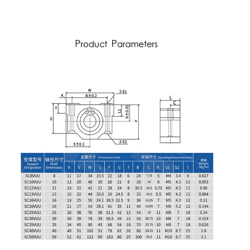 SC8UU Linear Motion Ball Bearing Slide Block Bushing Linear Shaft 3D Printer Parts - Image 5