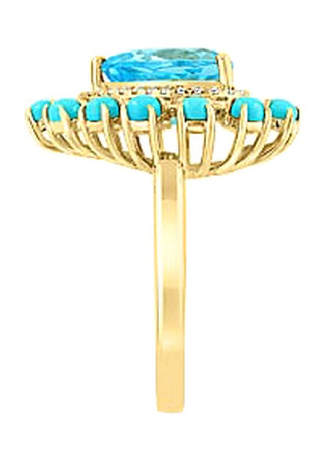 EFFY - 14K Yellow Gold Blue Topaz Turquoise and Diamond Ring for Women Size 7 - Image 1