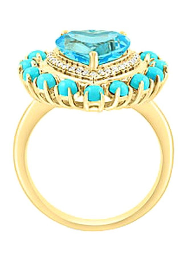 EFFY - 14K Yellow Gold Blue Topaz Turquoise and Diamond Ring for Women Size 7 - Image 1
