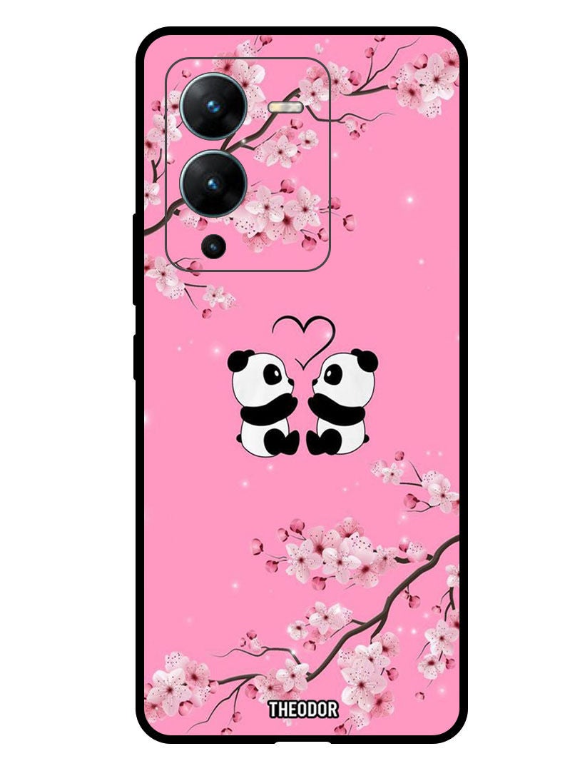 Protective Case Anti Scratch Shock Proof Bumper Cover For  Vivo V25 Pro Two Small Pandas