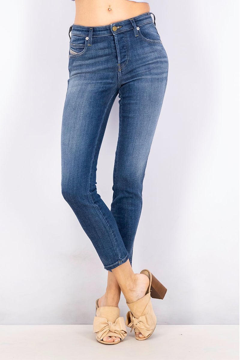 DIESEL Women Slim Fit Plain Stretchable Denim Jeans, Blue - Image 1