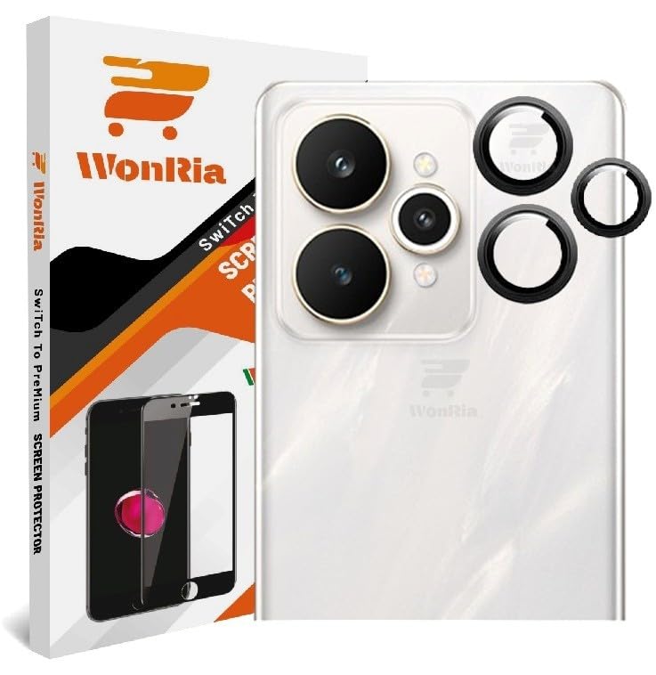 WonRia ® حزمة 3 - حلقة حماية عدسة الكاميرا لهاتف Realme 15 Pro 5G، حلقات من سبائك الألمنيوم، إطار معدني فائق الوضوح - أسود - Image 1