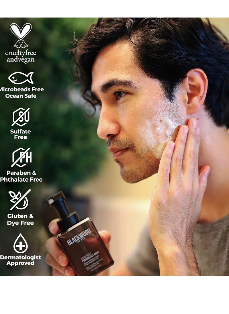 Blackwood For Men Blackwood For Men BioNutrient Foaming Face Wash - Gentle Daily Acne Facial Cleanser For Dry to Sensitive Skin - Deep Cleanse for Exfoliation - Paraben Free, Sulfate Free, & Cruelty Free (4.45 oz)  - Image 2