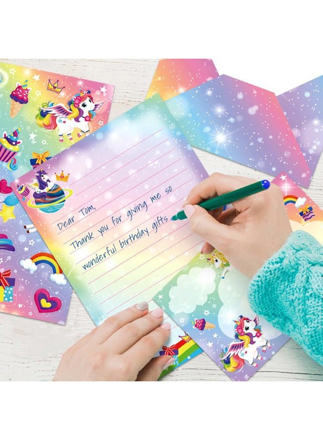 Kidepoch Unicorn Lined Stationary Set - 30 Sheets + 20 Envelopes, 8.3 x 5.9 Inch Paper, White - Image 2