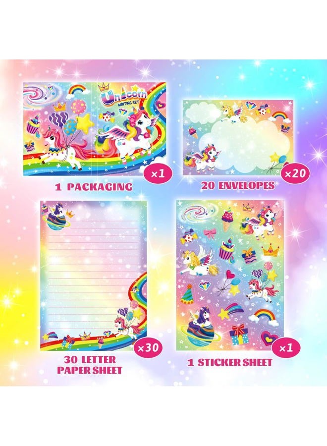 Kidepoch Unicorn Lined Stationary Set - 30 Sheets + 20 Envelopes, 8.3 x 5.9 Inch Paper, White - Image 5
