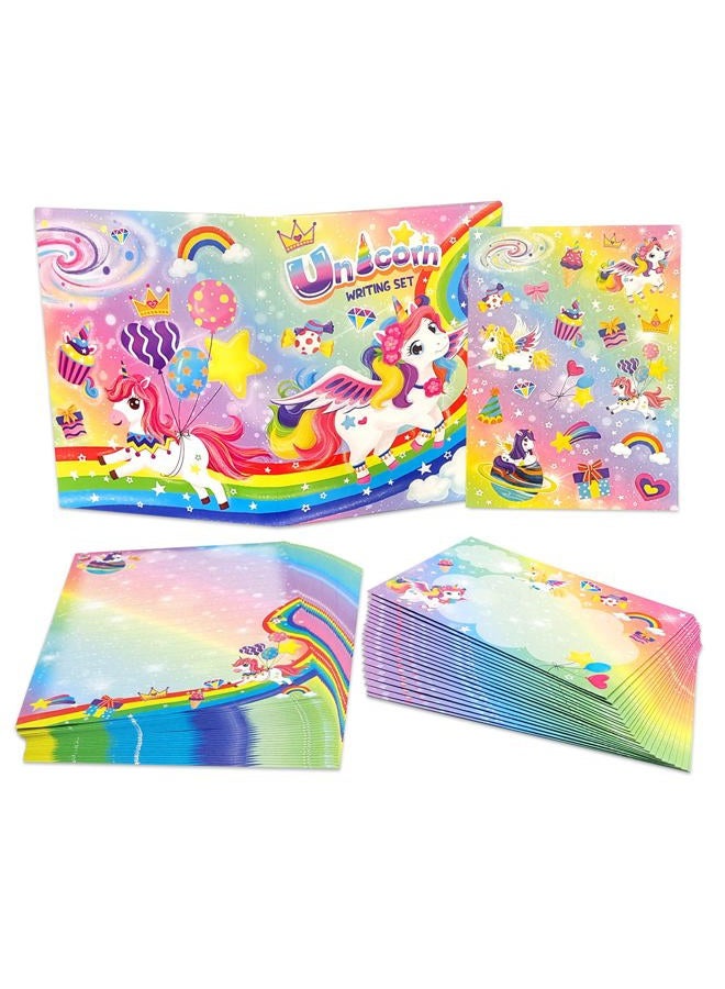 Kidepoch Unicorn Lined Stationary Set - 30 Sheets + 20 Envelopes, 8.3 x 5.9 Inch Paper, White - Image 1