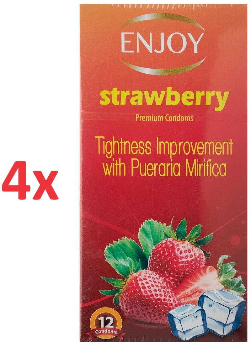 Generic Pack Of 4 Strawberry Premium Condom Pack12 Count 