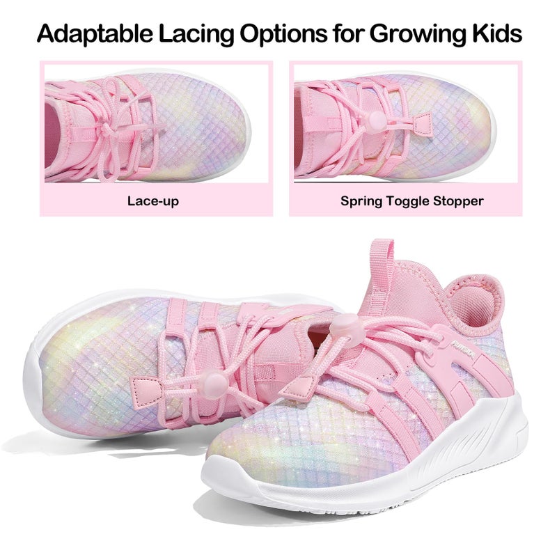 RUNSIDE Girls Tennis Shoes Lightweight Sports Kids Sneakers Lace-up for Running/Walking, Toddler/Little Kid/Big Kid - Image 3