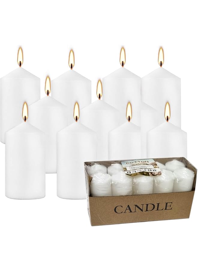 Green Tiger White Pillar Candles Set – 10PCS, 3cm x 5cm Dripless Wax Candles, Long-Lasting Burn for Home Décor, Weddings, Churches, Parties, and Special Events - Image 1