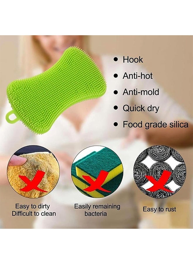 6 Silicone Dish Sponges, Multi-purpose Kitchen Gadgets, Double Sided Cleaning Brush for Cutlery, Kitchen and Accessories - Image 4