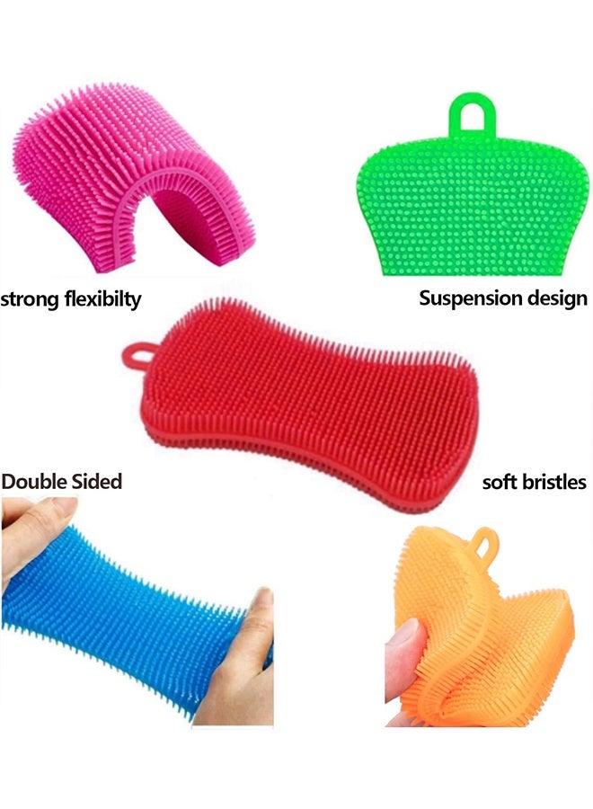 6 Silicone Dish Sponges, Multi-purpose Kitchen Gadgets, Double Sided Cleaning Brush for Cutlery, Kitchen and Accessories - Image 3