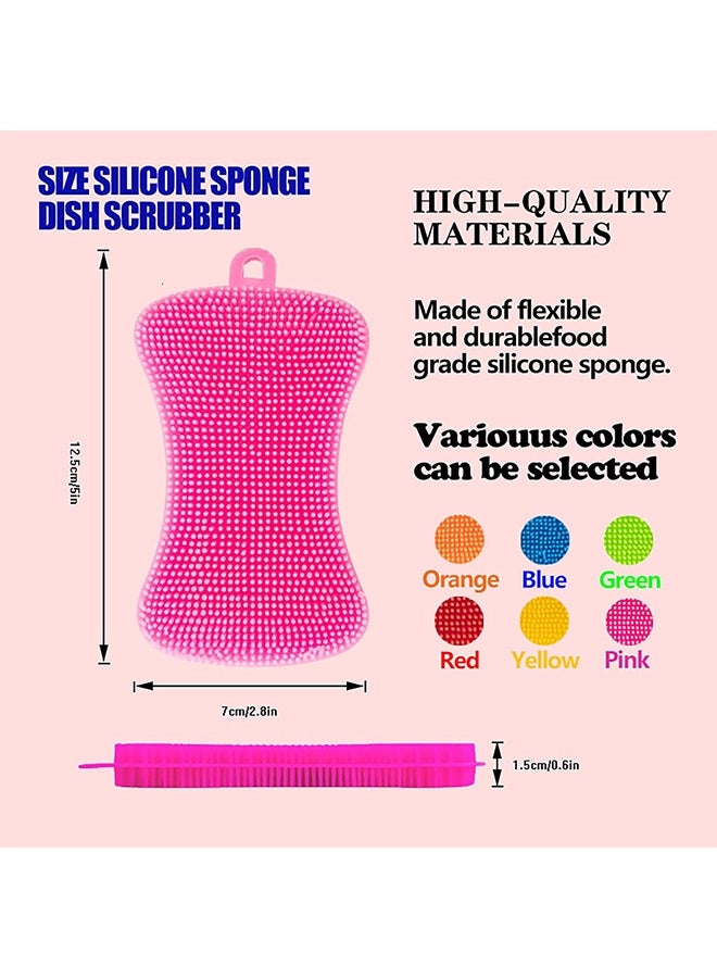 6 Silicone Dish Sponges, Multi-purpose Kitchen Gadgets, Double Sided Cleaning Brush for Cutlery, Kitchen and Accessories - Image 2