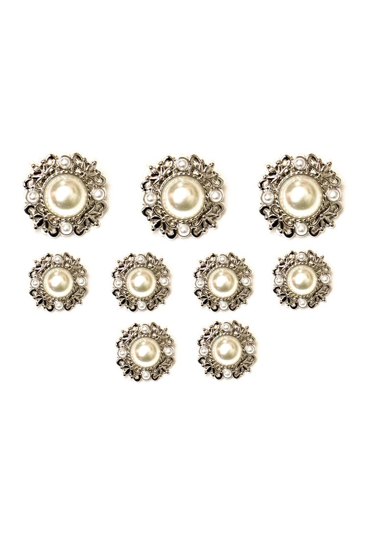18 Pcs Luxury Pearl Buttons – Silver Metal with Faux Pearls Sewing & DIY Craft Embellishments (6pcs 20mm and 12pcs 15mm) - Image 4