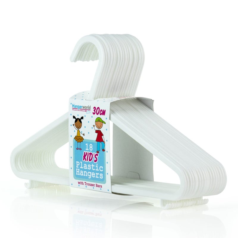 Hangerworld 18 Pack 11.8Inch White Plastic Kids Hanger - Sized For Baby  Toddler And Children - Image 1