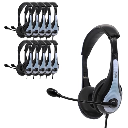 Avid AE-36 White On-Ear Stereo Headphones with Boom Microphone (10-Pack) - Image 1