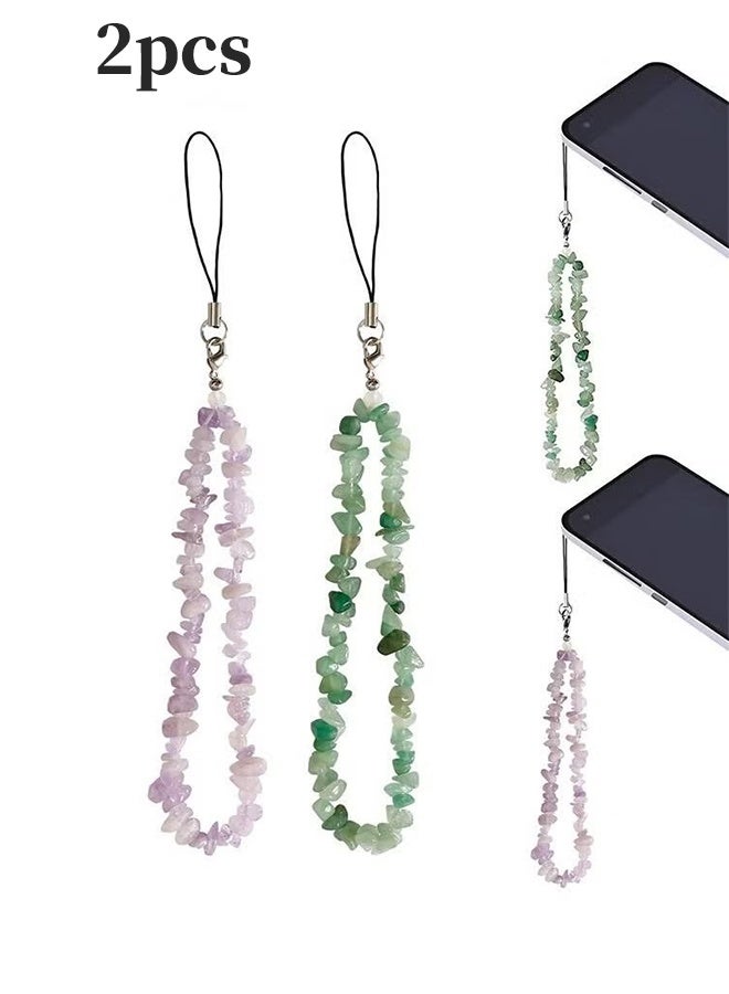 واي جيه سلاسل/أشرطة للهاتف للنساء والفتيات، حاملة هاتف يدوية الطراز البوهيمي، شريط معصم لحقيبة الهاتف، حُلى من الأحجار الطبيعية لميدالية المفاتيح - Image 1