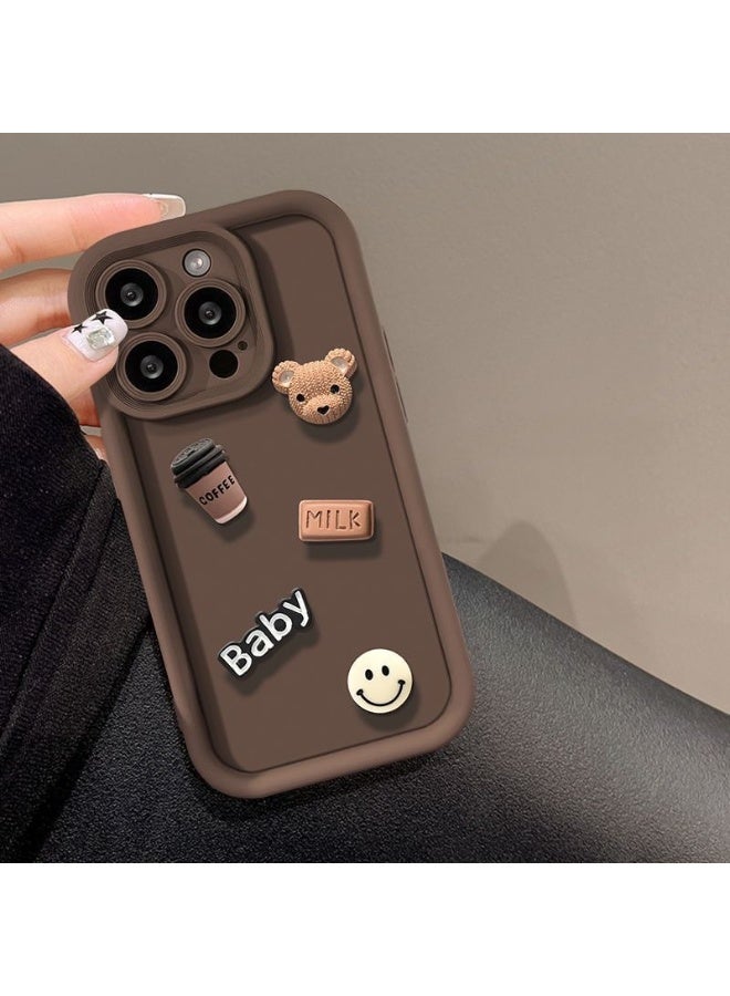 Case for iPhone 16 Pro Max Case,Coffee Bear 3D Cartoon Pattern Phone Case - Image 4