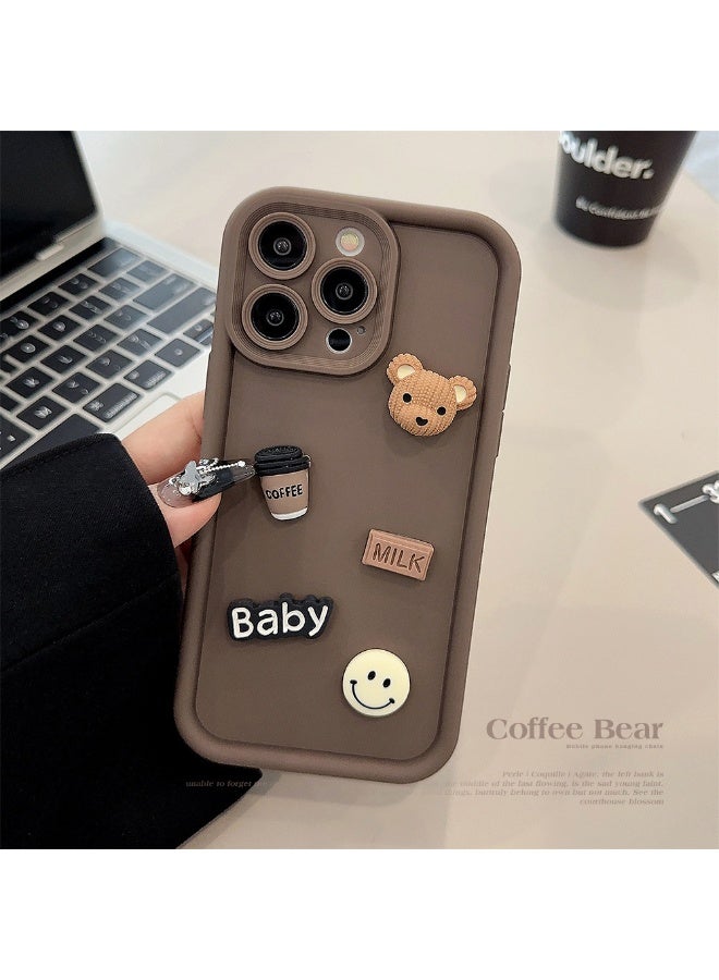 Case for iPhone 16 Pro Max Case,Coffee Bear 3D Cartoon Pattern Phone Case - Image 3