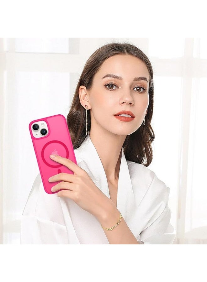 جراب هاتف مغناطيسي لهاتف iPhone 15 Plus، [متوافق مع Magsafe] تصميم نحيف غير لامع مقاوم للصدمات والصدمات والحماية من السقوط للفتيات والنساء والأولاد والرجال لهاتف iPhone 15 Plus (وردي ساخن) - Image 5